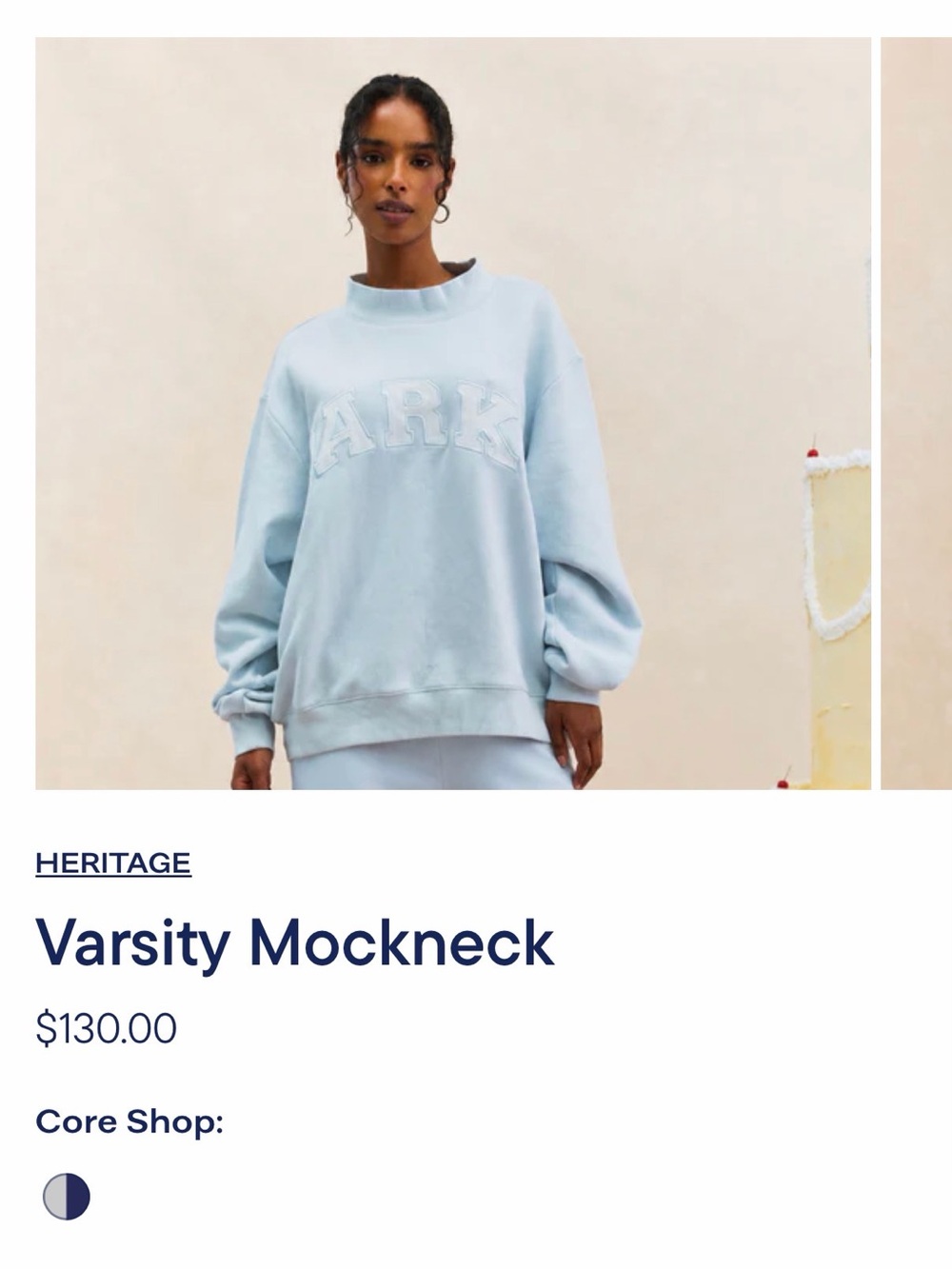PARKE Varsity Mockneck Crewneck Sweater - Frosting XXL SOLD OUT